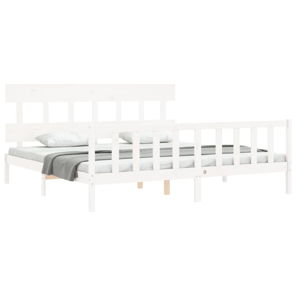 Cadre de lit sans matelas blanc 200x200 cm bois massif de pin