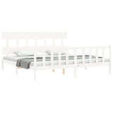 Cadre de lit sans matelas blanc 200x200 cm bois massif de pin