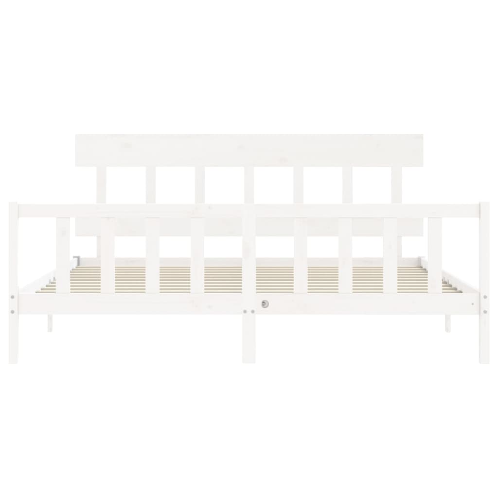 Cadre de lit sans matelas blanc 200x200 cm bois massif de pin