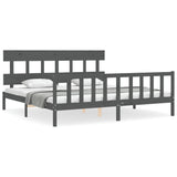 Cadre de lit sans matelas gris 200x200 cm bois massif de pin