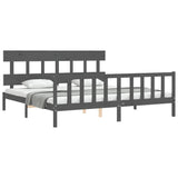 Cadre de lit sans matelas gris 200x200 cm bois massif de pin