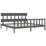 Cadre de lit sans matelas gris 200x200 cm bois massif de pin