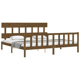 Cadre de lit sans matelas marron miel 200x200cm bois pin massif