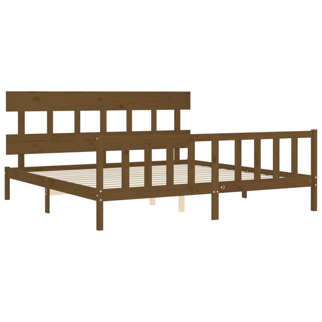 Cadre de lit sans matelas marron miel 200x200cm bois pin massif