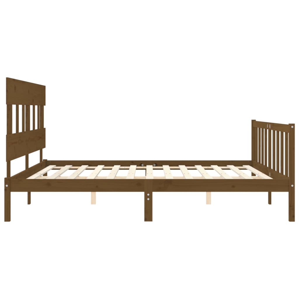 Cadre de lit sans matelas marron miel 200x200cm bois pin massif