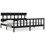 Cadre de lit sans matelas noir 200x200 cm bois massif de pin