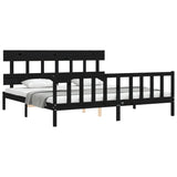 Cadre de lit sans matelas noir 200x200 cm bois massif de pin