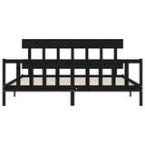 Cadre de lit sans matelas noir 200x200 cm bois massif de pin