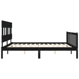 Cadre de lit sans matelas noir 200x200 cm bois massif de pin