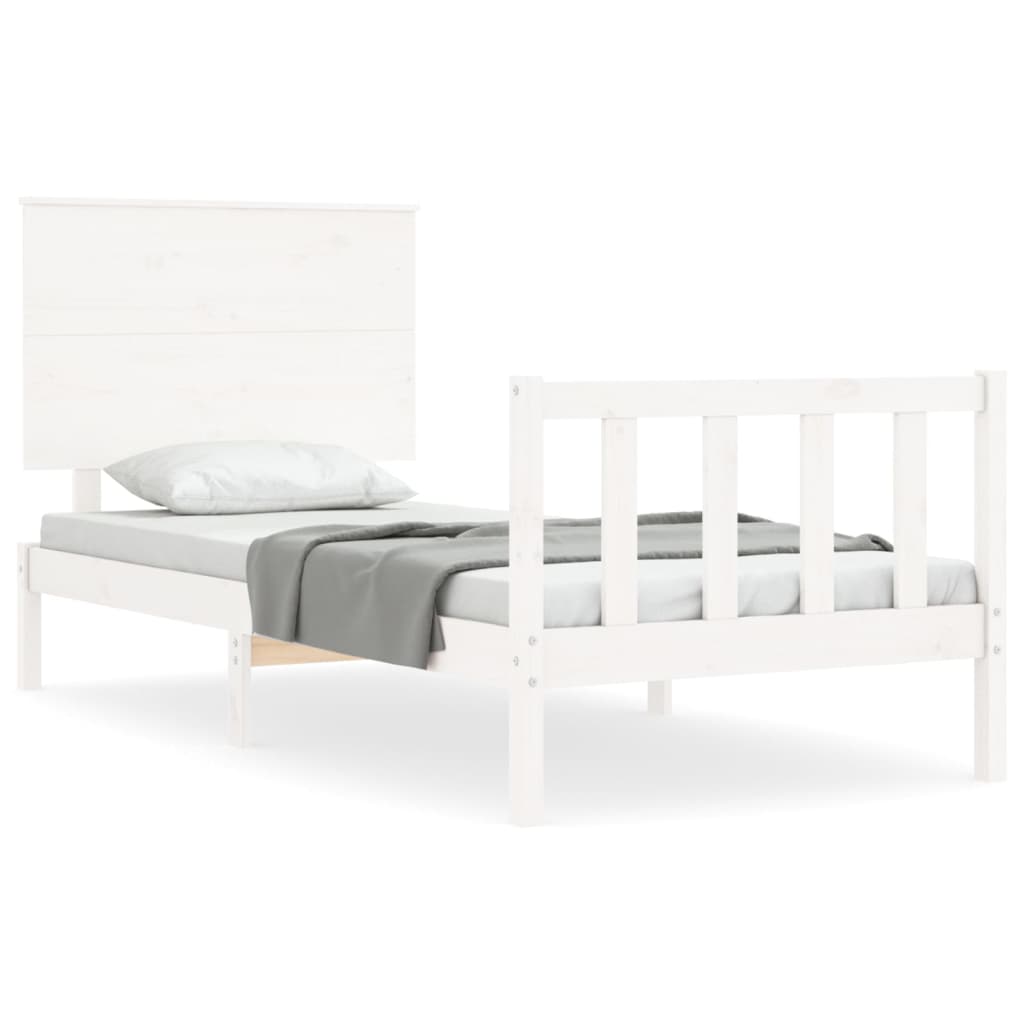 Cadre de lit sans matelas blanc bois de pin massif