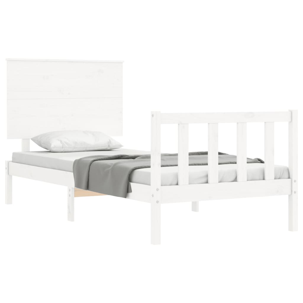 Cadre de lit sans matelas blanc bois de pin massif