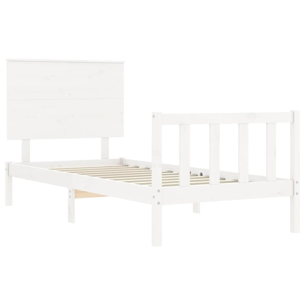 Cadre de lit sans matelas blanc bois de pin massif