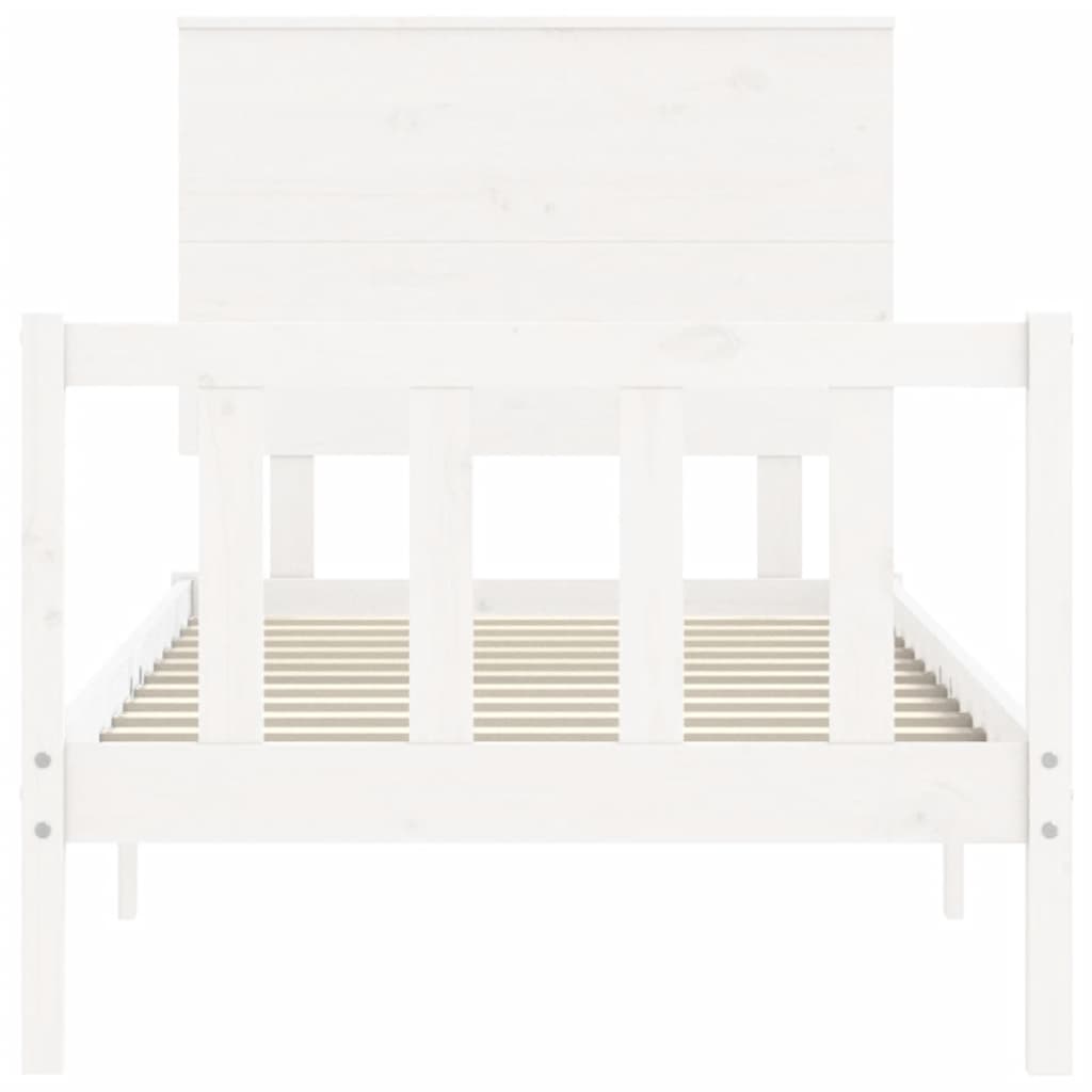 Cadre de lit sans matelas blanc bois de pin massif