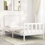 Cadre de lit sans matelas blanc bois de pin massif