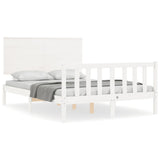 Bed frame without mattress white solid pine wood