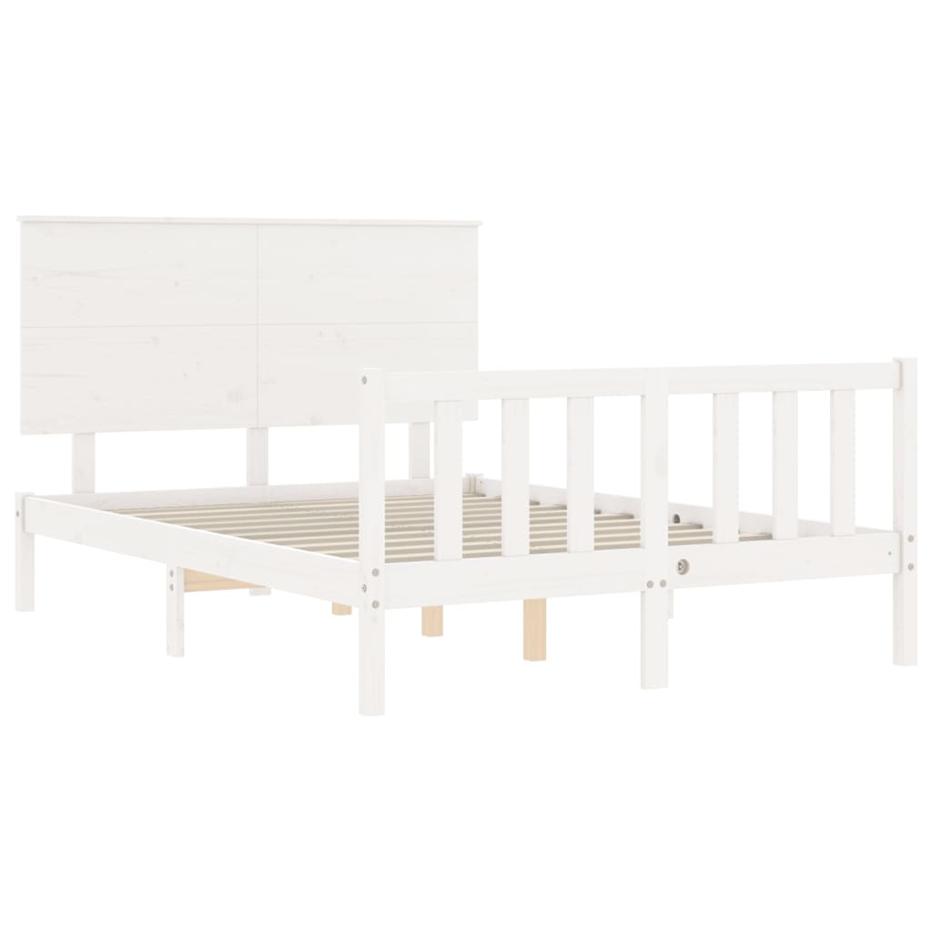 Bed frame without mattress white solid pine wood