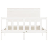 Bed frame without mattress white solid pine wood