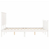 Bed frame without mattress white solid pine wood