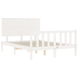 Bed frame without mattress white solid pine wood