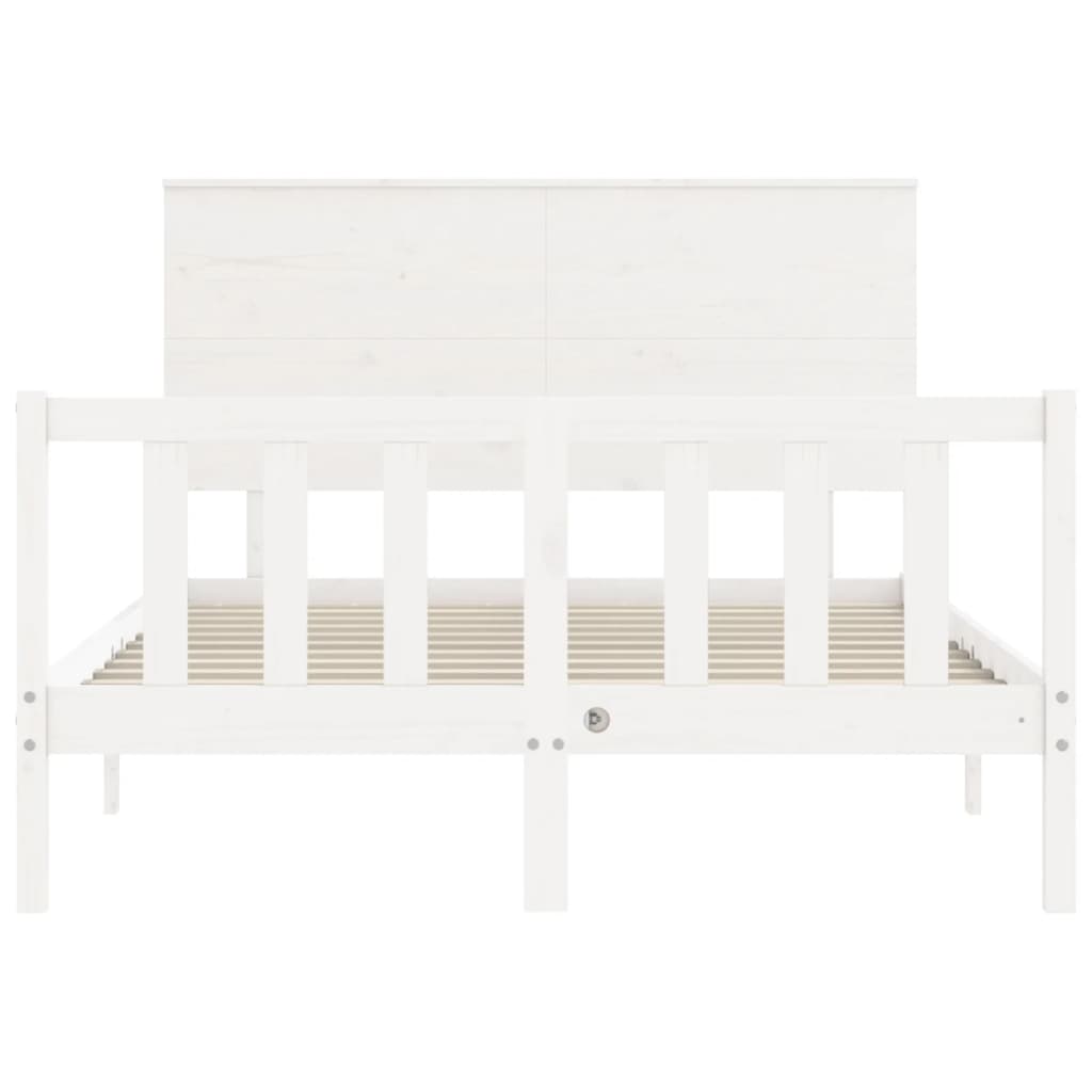 Bed frame without mattress white solid pine wood