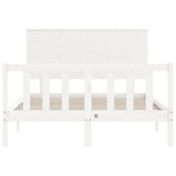 Bed frame without mattress white solid pine wood