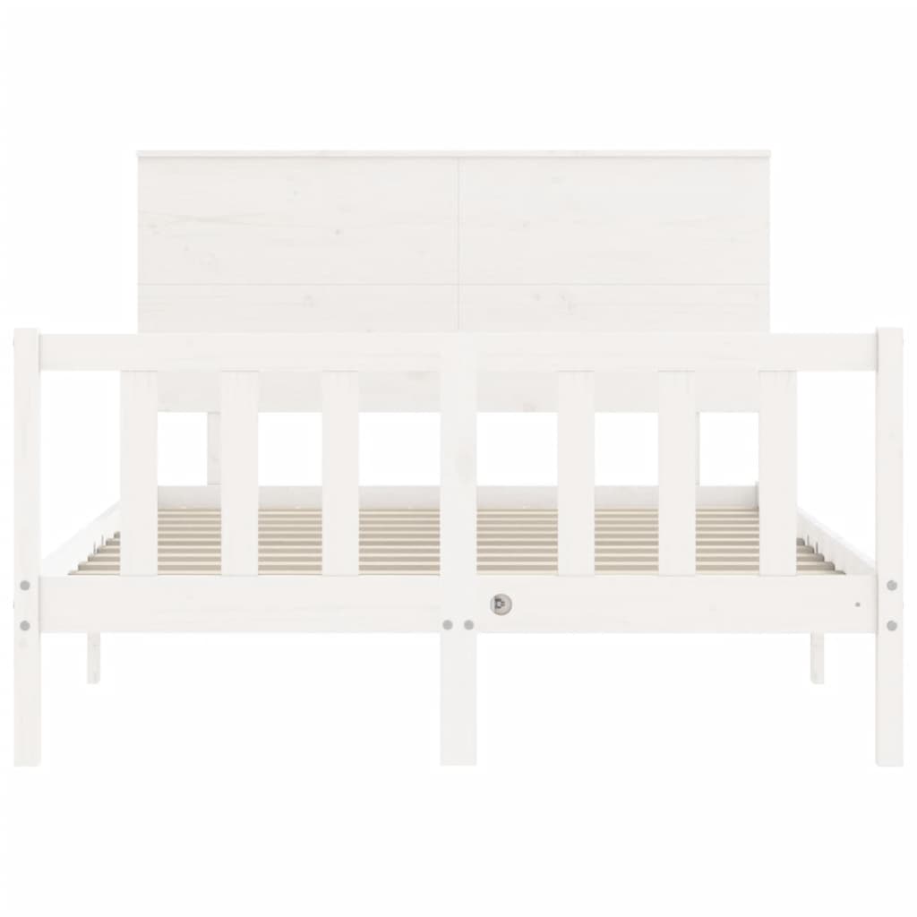 Bed frame without white mattress 140x190 cm solid pine wood