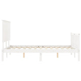 Bed frame without white mattress 140x190 cm solid pine wood