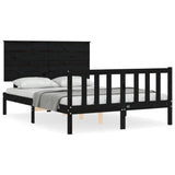 Cadre de lit sans matelas noir 140x190 cm bois de pin massif