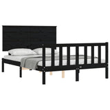 Cadre de lit sans matelas noir 140x190 cm bois de pin massif