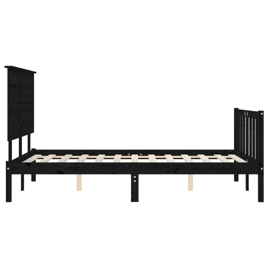 Cadre de lit sans matelas noir 140x190 cm bois de pin massif