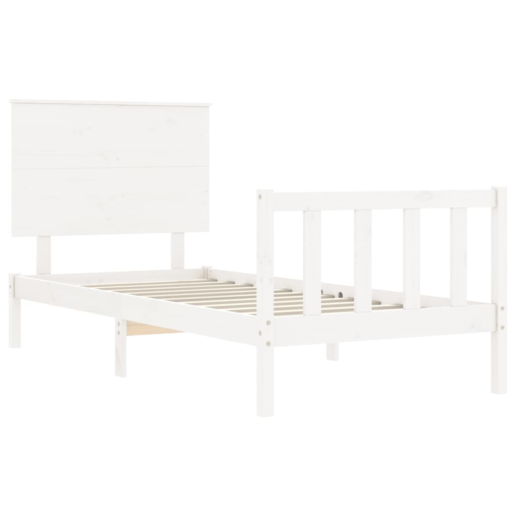 Cadre de lit sans matelas blanc 90x200 cm bois de pin massif