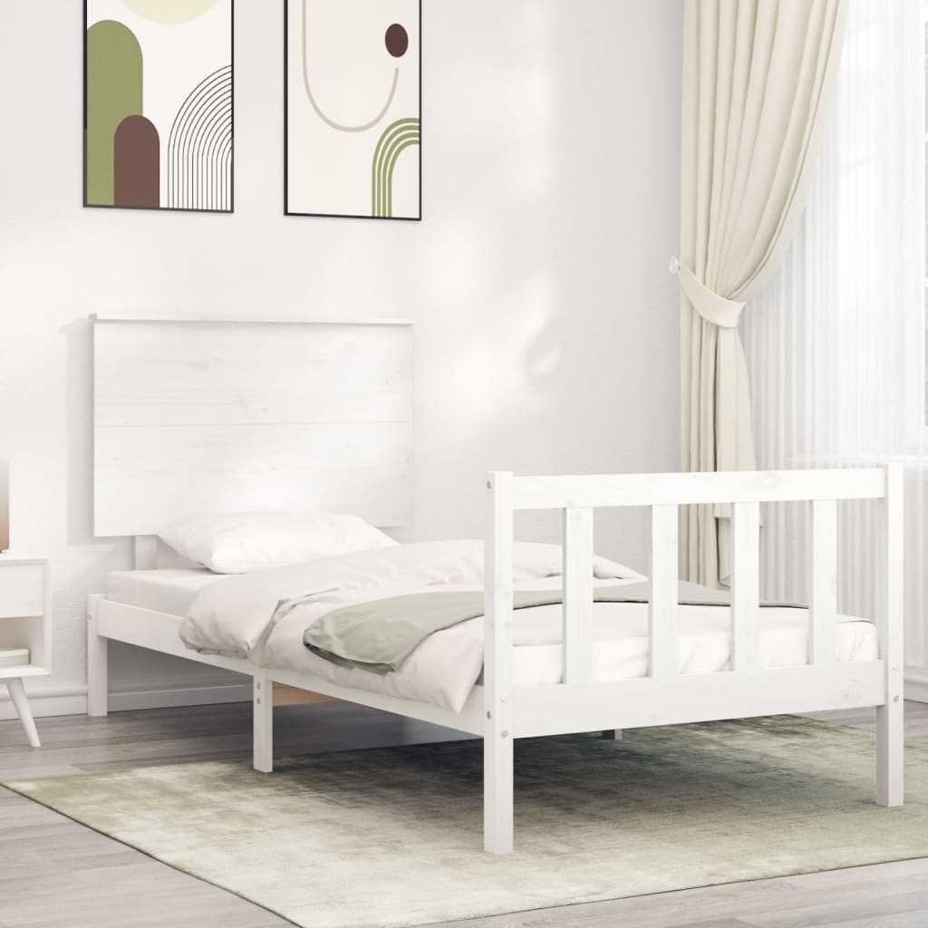 Cadre de lit sans matelas blanc 90x200 cm bois de pin massif