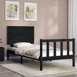 Cadre de lit sans matelas noir 90x200 cm bois de pin massif