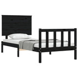 Cadre de lit sans matelas noir 90x200 cm bois de pin massif