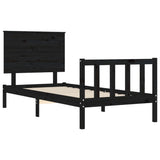 Cadre de lit sans matelas noir 90x200 cm bois de pin massif