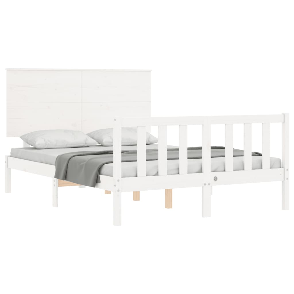 Cadre de lit sans matelas blanc 120x200 cm bois de pin massif