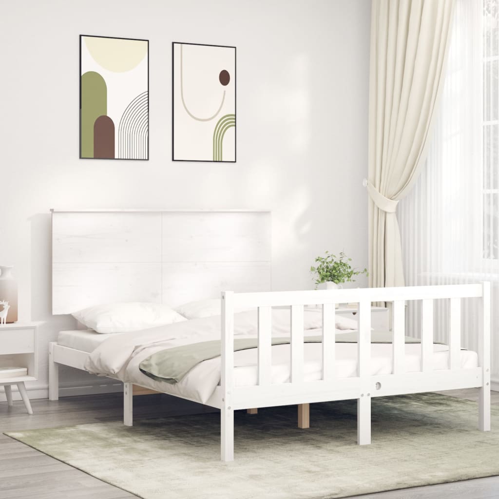 Cadre de lit sans matelas blanc 120x200 cm bois de pin massif