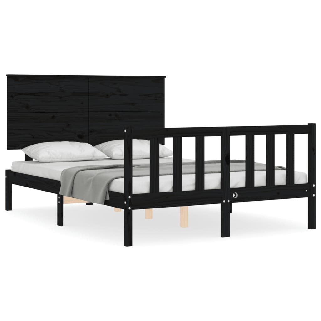 Cadre de lit sans matelas noir 120x200 cm bois de pin massif