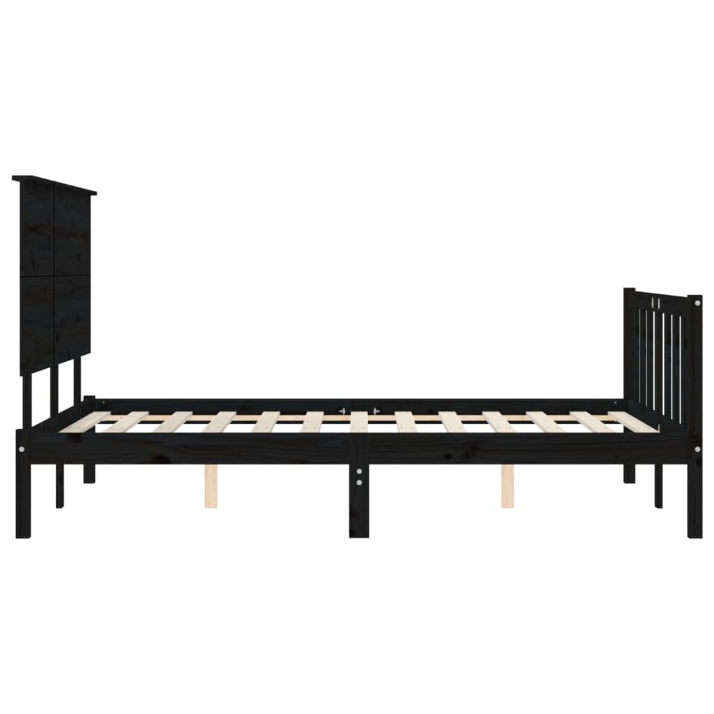 Cadre de lit sans matelas noir 120x200 cm bois de pin massif