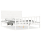 Cadre de lit sans matelas blanc bois de pin massif