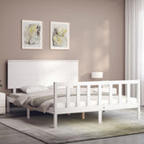 Cadre de lit sans matelas blanc bois de pin massif