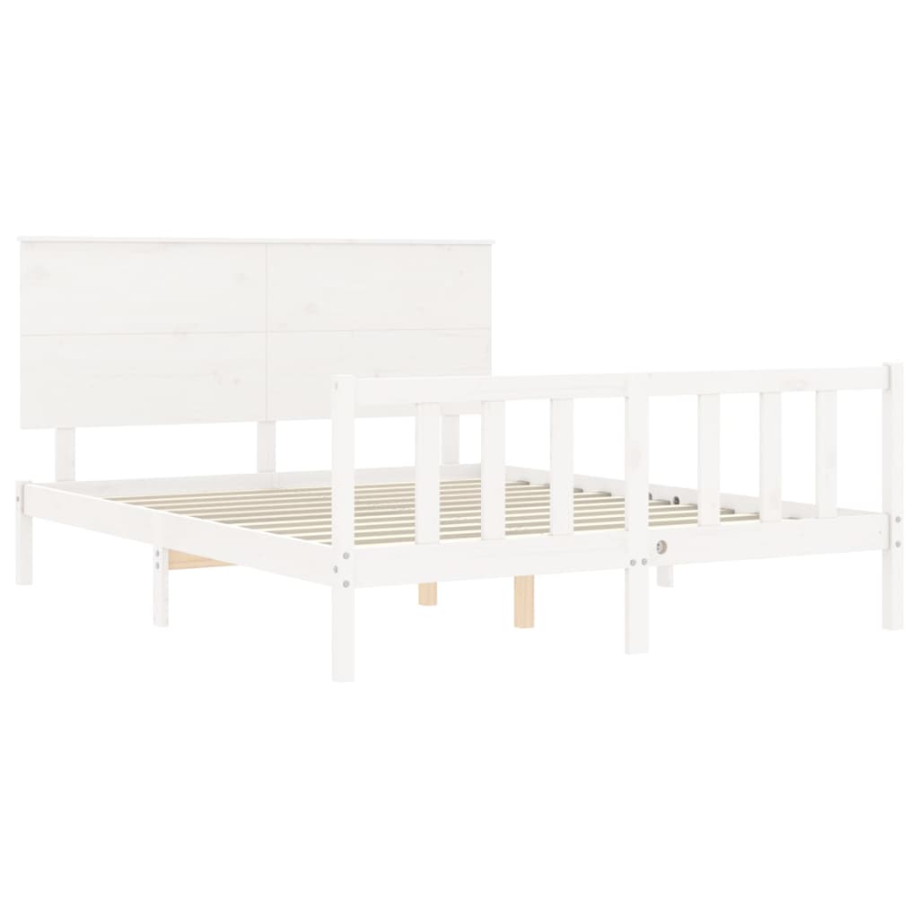 Cadre de lit sans matelas blanc bois de pin massif