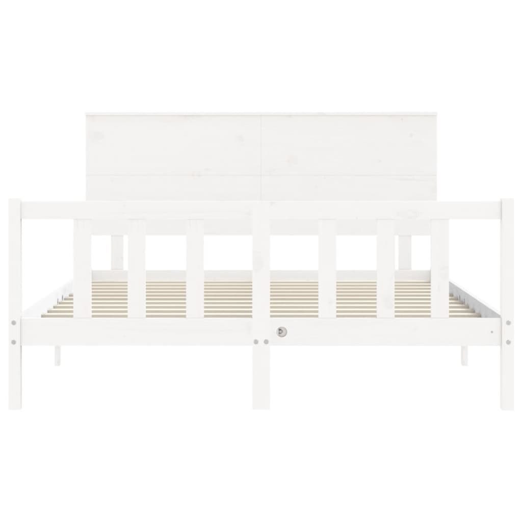 Cadre de lit sans matelas blanc bois de pin massif