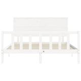 Cadre de lit sans matelas blanc bois de pin massif