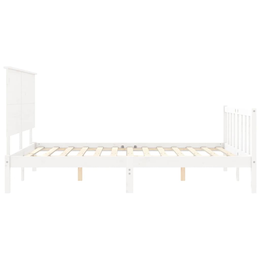 Cadre de lit sans matelas blanc bois de pin massif