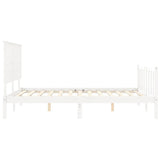 Cadre de lit sans matelas blanc bois de pin massif