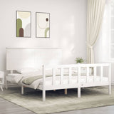 Cadre de lit sans matelas blanc bois de pin massif