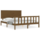 Cadre de lit sans matelas marron miel bois massif