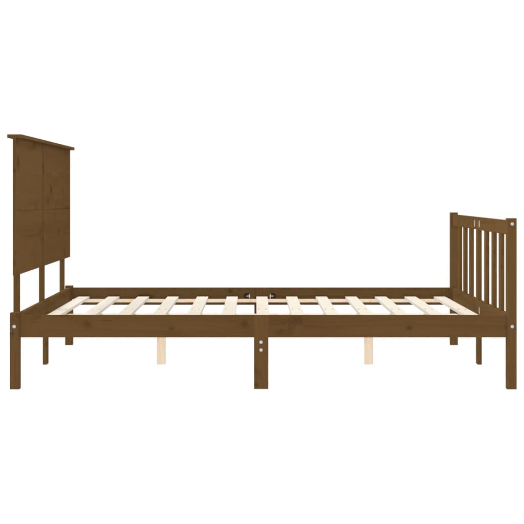 Cadre de lit sans matelas marron miel bois massif