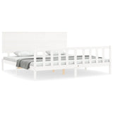 Cadre de lit sans matelas blanc bois massif de pin